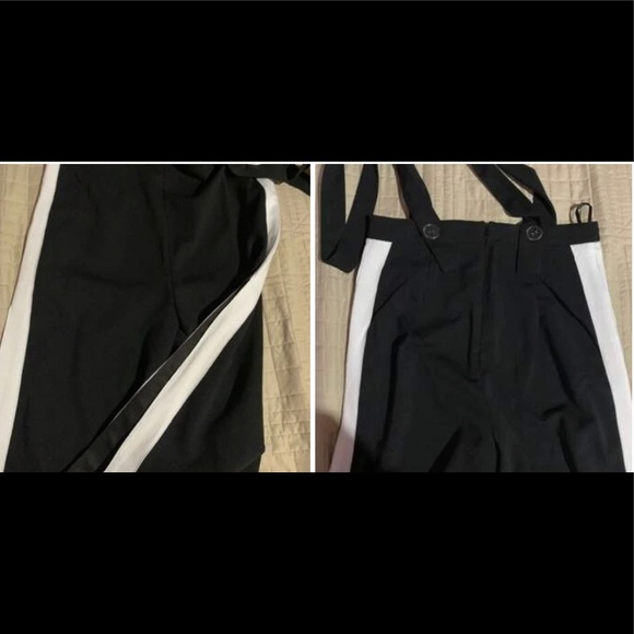 Side seam slit thigh suspender pants - Picture 2 of 3